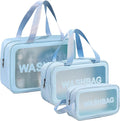DAPOWER Travel Toiletry Bag for Women and Men, Matte Translucent Shower Bag with Handy Handle, Makeup Cosmetic Organizer Bag for Travel Toiletries Accessories (Blue) by DAPOWER