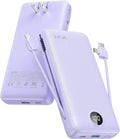VRURC Portable Charger 20000mAh, Fast Charging Power Bank USB C,4 Output 2 Input Travel Essentials Charging Bank Equipped with LED Display,Built-in Wall Plug and Cables,Phone Charger Battery,Purple by Home