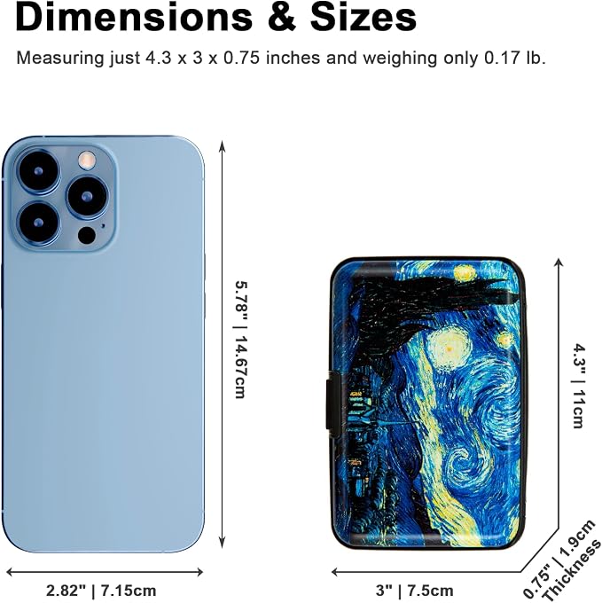 Credit Card Holder for Women Men RFID Blocking Metal Wallet Slim Business Aluminum ID Hard Case (van Gogh The Starry Night) - Image 5