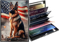 Metal Wallet,Credit Card Holder for Women,Slim RFID Blocking Credit Card Holder Thin Aluminum Wallet ID Case,6 Slot Business Mini Hard Metal Case for Women/Men,American Flag Dog by Unknown