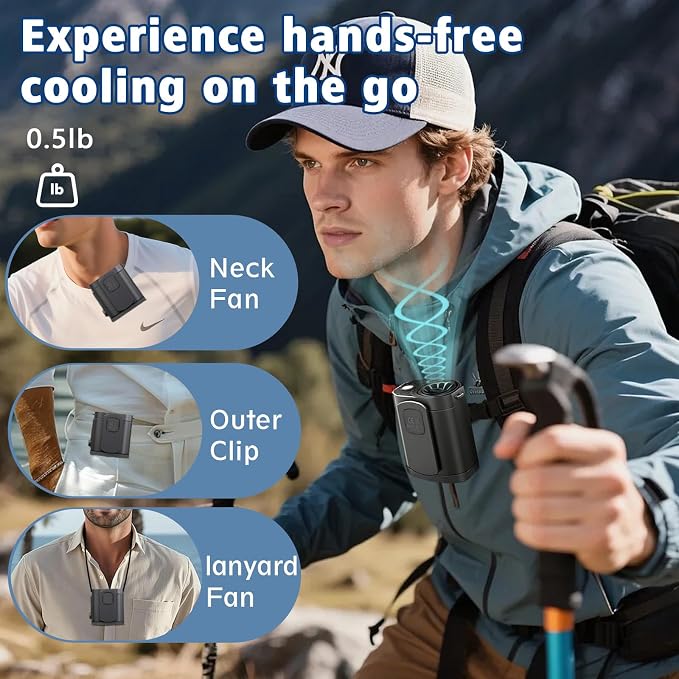 Portable Fan,Waist Clip Fan, Clip-On Personal Turbo Cooling Fan | 120-Speed Adjustable Rechargeable Clip On Waist Bladeless Fan with LED flashlight for Outdoor,Travel,Camping - Image 3