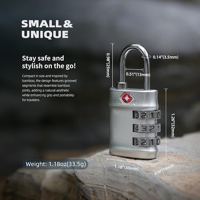 Luggage Locks TSA Approved, Small Padlock Combination for Travel Essentials, TSA Locks for Luggage, Gym Locker, Suitcase, Zipper, Gun Case, Candados para Locker, Outdoor Fence, Shed - Image 2