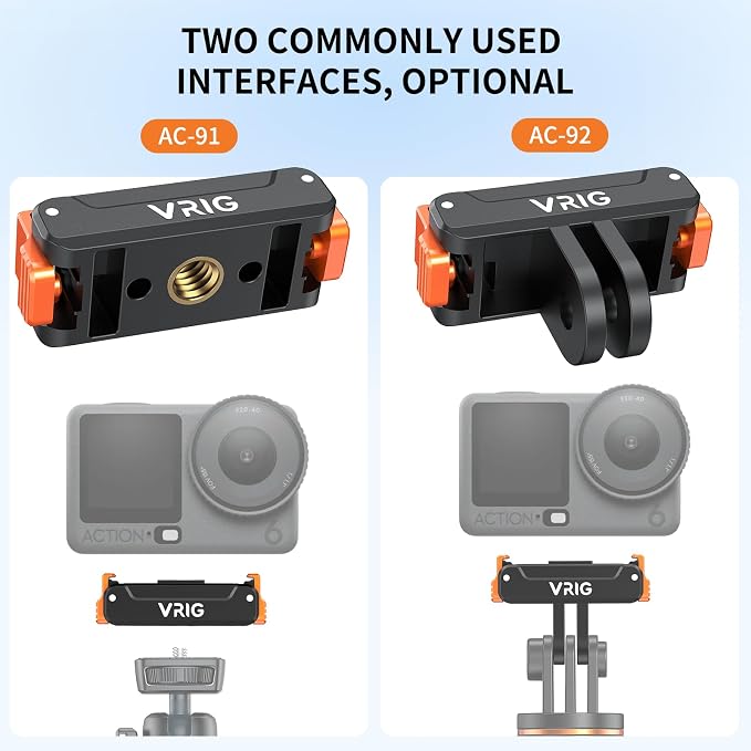 VRIG Magnetic Quick Release Adapter Mount for DJI Osmo Action 6,Action 5Pro,Action 4,Action 3,Osmo Nano,Osmo 360,Quick Release Extension Base with 1/4" Screw Hole for Tripod,Selfie Sticks - Image 4