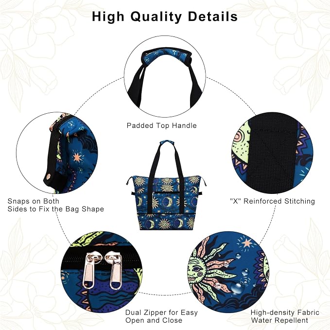 Expandable Duffel Bag for Women with Trolley Sleeve/Wet Pocket Weekender Travel Tote Large Carry On Overnight Luggage - Image 5