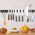 Dmore magnetic knife holder for wall—with 4 hooks, No Drilling 23 Inch black knife magnetic strip, Powerful knife magnet rack, include Adhesive Tape and screws for Knives, Utensils, and Tools by Dmorealwaysdomore