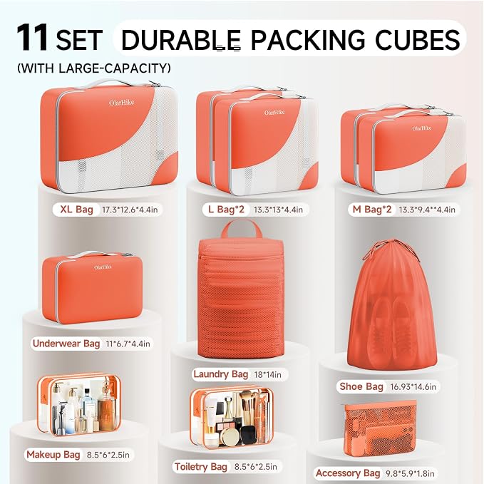 OlarHike 11 Set Packing Cubes for Travel, Gifts for Women Mom,Anti-Tearing Suitcase Organizer with Over 1000 pcs Mesh Holes,Vacation Essentials & Accessories for Cruise Ship - Image 2