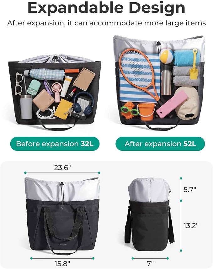 BAGSMART Reusable Grocery Bags, Large Beach Bag, Foldable Tote for Shopping Moving Holiday Travel Packing - Image 3