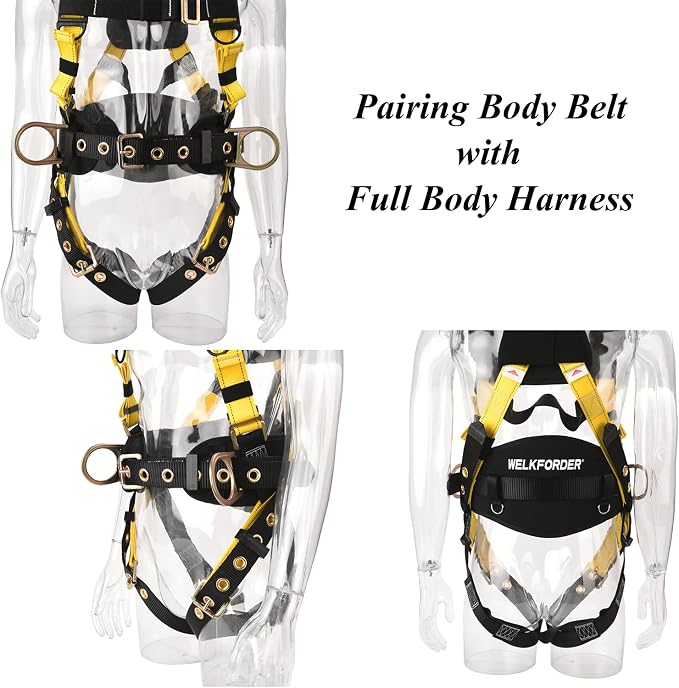 Tongue Buckle Body Belt With Hot-Pressing Waist Pad and 2 Side D-Rings Personal Protective Equipment Safety Harness | Waist Fitting Size 30'' to 45'' for Work Positioning, Restraint - Image 6