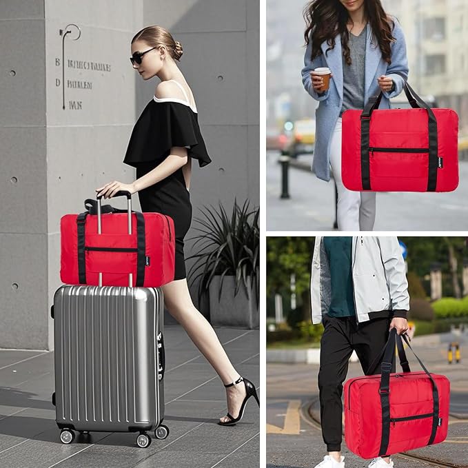 Duffle Bag for Travel Foldable Personal Item Travel Bag, 23L, Red | Carry On Duffel Bag Women Men Frontier Airlines Personal Item Bag Hospital Weekend Overnight Trips - Image 2