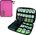 Lcsmaokin Electronics Travel Organizer,Portable Waterproof Electronic Travel Storage Bag for Small Charging Cord Storage,Charger,SD Card etc,for Travel,Business-Rose Red by Lcsmaokin