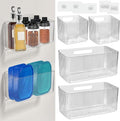 4 PCS 2 Size Plastic Adhesive Mount Over Cabinet Door Organizer, Under Sink Door Storage Shelf Refrigerator Side Storage Box, Wall Organization Container for Kitchen Bathroom Office by BOUTICOL
