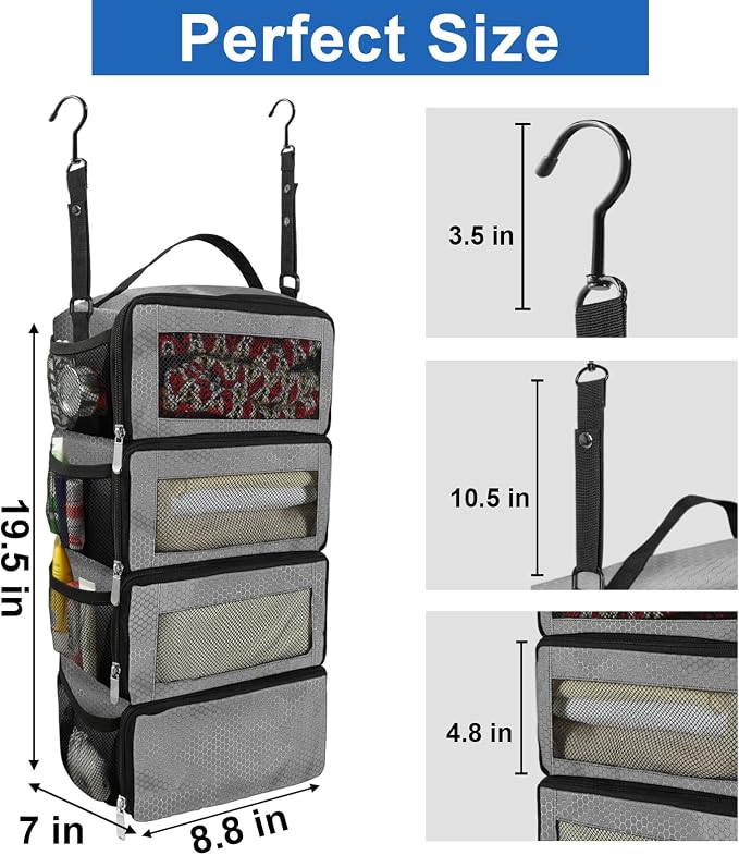 Olosar Suitcase Organizer, Travel Luggage Organizer Portable Hanging Travel Shelves Collapsible Hanging Packing Cubes for Carry on Suitcase - Image 4