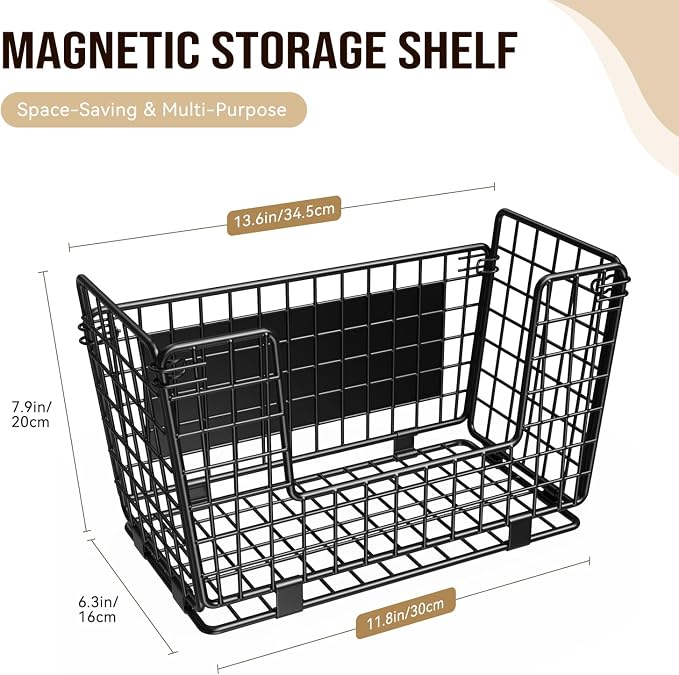 Magnetic Shelf for Fridge - 3 Pack Fruit & Vegetable Storage Organizer | Magnetic Basket for Side of Fridge Storage, Onion Potato Storage Bin, Magnetic Spice Rack for Refrigerator, Kitchen Pantry - Image 5