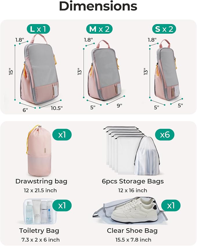 BAGSMART Compression Packing Cubes for Travel Essentials | 14 Set /6 Set /4 Set/2 Set, Lightweight, Durable - Image 3