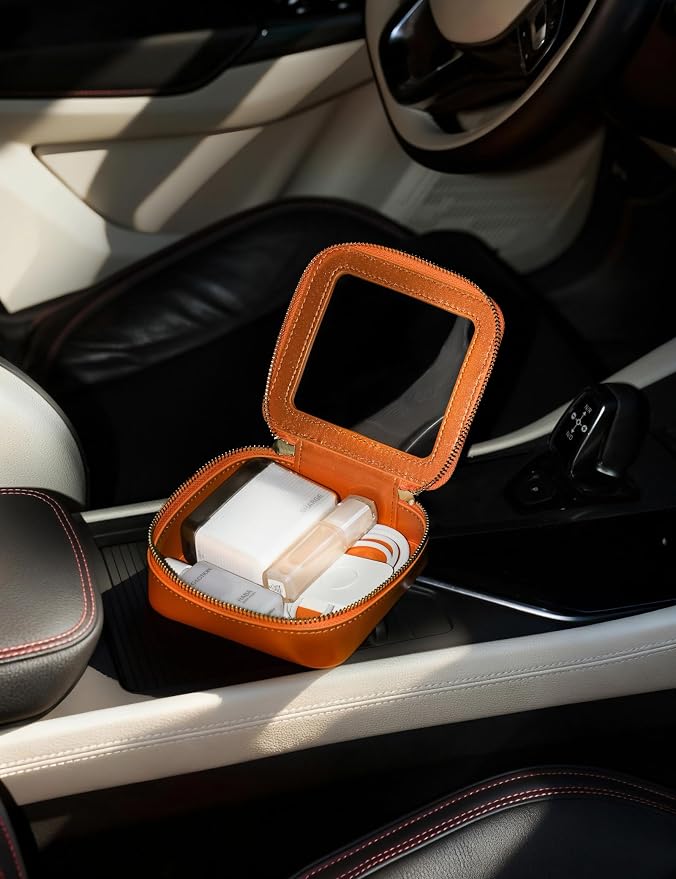 Clear Makeup Bag with Zipper Small Travel Cosmetic Case Orange Mini Pouch for Purse Accessories Car Storgae Essentials Bag Purse Pouch Organizer Compact Small Clear Toiletry Bag for Traveling - Image 7