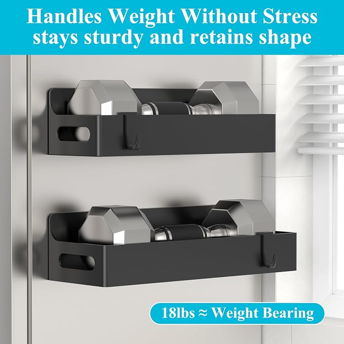 2 Pack Magnetic Spice Rack for Refrigerator Upgrade Black | Magnetic Cup Holder for Fridge, Magnetic Fridge Shelf with Hooks, Kids Sippy Cup Holder Kitchen - Image 4