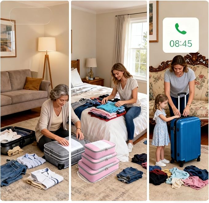 Packing Cubes for 26" Suitcase Travel Luggage Organizers - Travel Organizer Bags Luggage Clothes Accessories Storage Carry on Suitcase Packing Pouches Bag For Men Women Kids 1/4X4PACK - Image 3