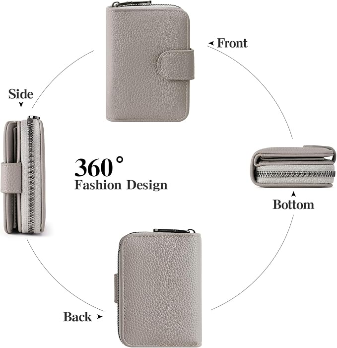 Credit Card Holder for Women Small Leather RFID Blocking Security Card Wallet with ID Window - Image 4