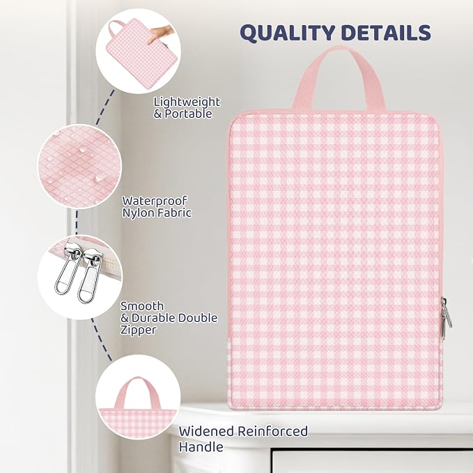 4 Set Expandable Compression Packing Cubes for 3–7 Day Travel, Solid & Plaid Fabric Travel Organizers, Double-Zipper Storage Bags for Carry-On & Suitcases(4set-Pink Gingham) - Image 5