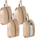 4-Pack Clip & Go Shoe Storage Bags for Travel – Zipper Shoe Pouches with Handle, Lightweight Organizers for Packing and Closet Storage (Khaki) by FTNA