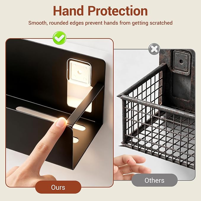 Wall-Mounted Bathroom Storage Shelf Organizer Rack for Toiletries Skincare | Shower Caddy 3 Pack Black Adhesive Shower Organizer Bathroom Shelf Organizer No-Drill Bathroom Organizers and Storage ﻿ - Image 6