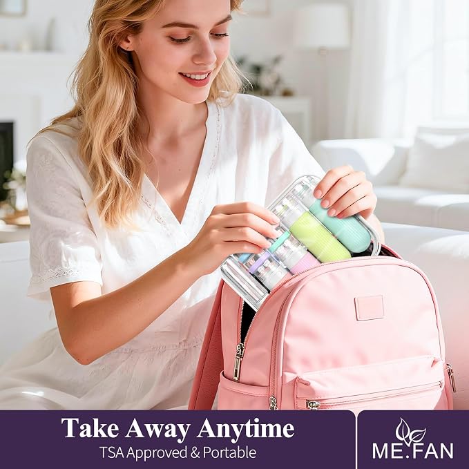 ME.FAN Travel Bottles for Toiletries,18 Pack Silicone Portable Size Bottle, TSA Approved Refillable Cosmetic Container Kits for Conditioner, Shampoo, Lotion,Face Cream - Bright - Image 7