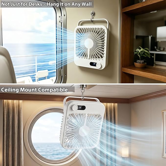 Portable Travel Fan for Cruise Approved, 4000mAh Cruise Essentials 2026 Rechargeable Fan100 Speed Wind Adjustable, Small Travel Essentials for Hotel Beside Sleeping Cruise Ship Must Haves - Image 4