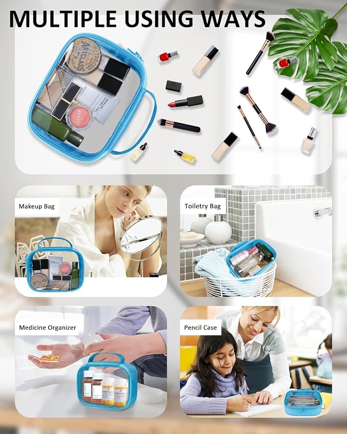 Moyad TSA Approved Toiletry Bag Clear Quart Size Travel Bags Makeup Bag | Large Opening, for Men and Women, Carry on Airline Compliant, Transparent Liquids Pouch, Blue - Image 5