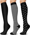 3 Pairs Compression Socks for Women & Men 15-20 mmHg- Best Support for Nurses, Running, Hiking, Recovery & Flight Socks by KXOVT
