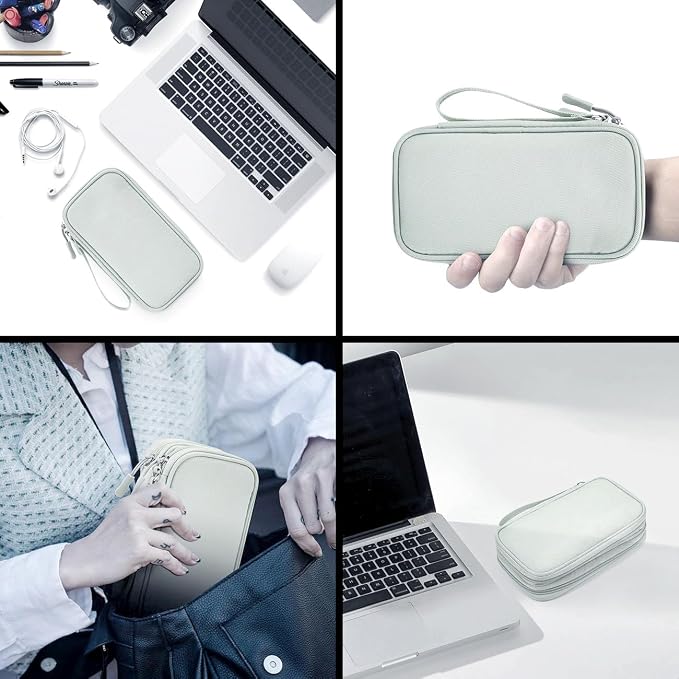 Electronic Organizer Travel Cable Accessories Bag,Electronic Organizer Case,Electronic Accessories Organizer Bag for Power Bank, Charging Cords, Chargers, Mouse, USB Cable, Earphones (Mint Green) - Image 7