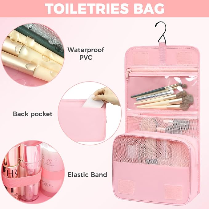 BAGAIL 4/6 Set/8 Set Compression Packing Cubes Travel Accessories Expandable Packing Organizers(HalfMesh, 8-Pink) - Image 7