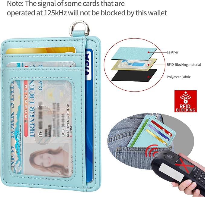 Slim Minimalist Front Pocket Wallet, RFID Blocking Credit Card Holder Wallet with Detachable D-Shackle for Men Women - Image 5