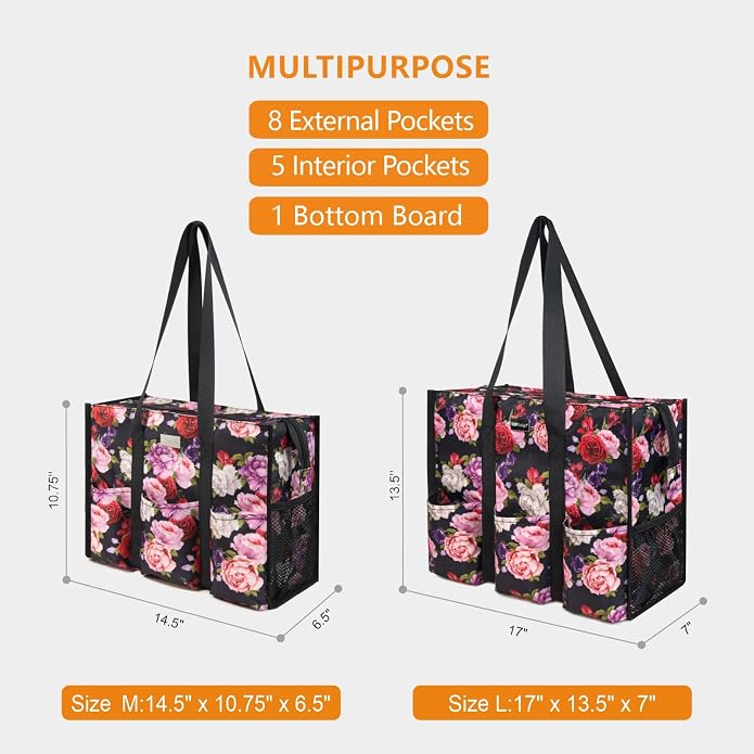 TOPDesign Utility Water Resistant Tote Bag with 13 Pockets, Top Zipper Closure & Thick Bottom Support, for Working Women - Image 2