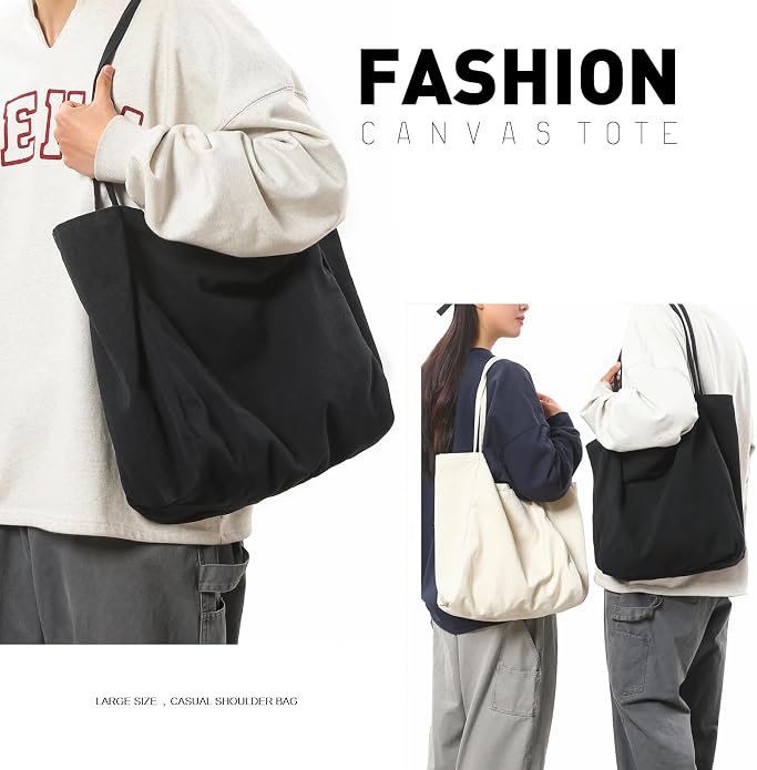Canvas Tote Bag for Women Large Hobo Shoulder Bag for Work Travel Casual Message Bag Tote Purse handbags - Image 3