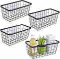 4 set Hanging Wall Basket Organizer,Over the Cabinet Door Wire Baskets for Organizing -Space-Saving Hanging Baskets for Organizing,Wall Mount Storage,No Drilling Adhesive Wall Storage Basket, Black by HomeSpaceStorageBasket