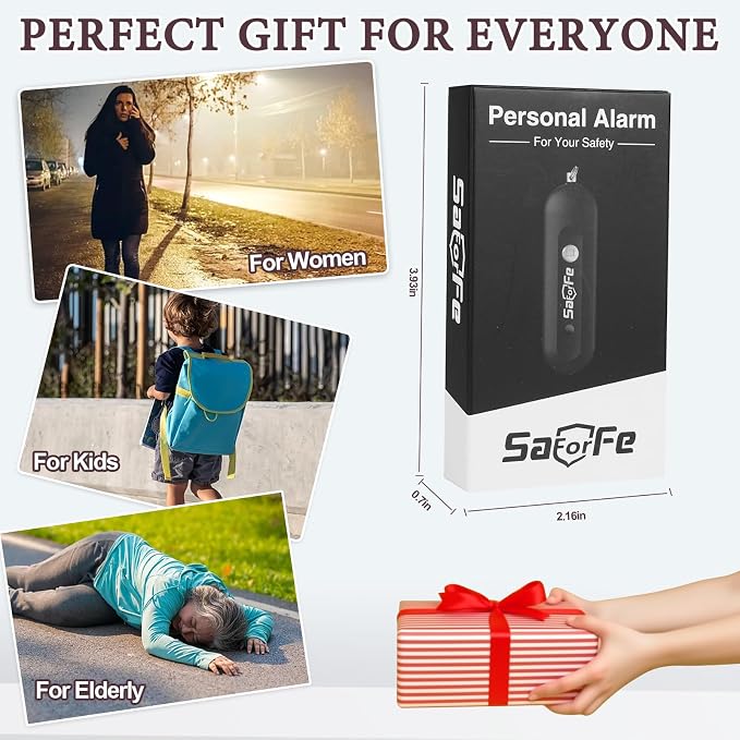 Personal Safety Alarm - Waterproof Rechargeable Security Alarm - 140dB Extra Loud Siren & Strobe Light - Self Defense Keychain - Gift for Women, Teenagers, College Girls, Seniors (Black+Black) - Image 6