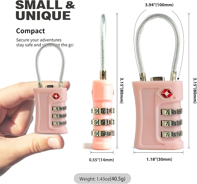 Luggage Locks TSA Approved 2 Pack, Small Padlock Combination, TSA Locks for Luggage, Travel Combo Padlock with Code, for Suitcase, Backpack Zipper, Locker, Gun Case (Black+Pink) - Image 2