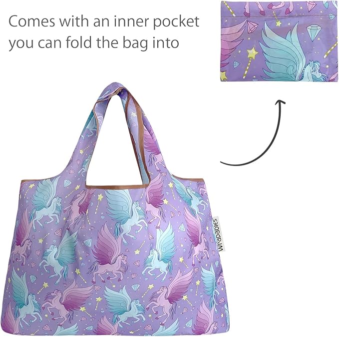 allydrew Large Foldable Tote Nylon Reusable Grocery Bags - Image 6