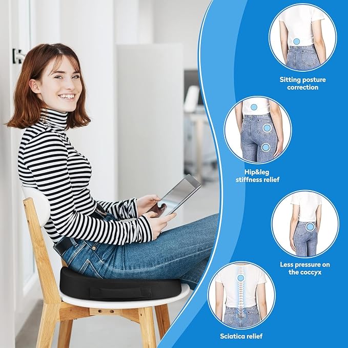 CushZone XXL Memory Foam Seat Cushion for Office & Car, Black | U-shaped Coccyx Cutout, Contoured Design, Breathable Removable Mesh Cover, Non-Slip Base, Carry Handle - Image 8