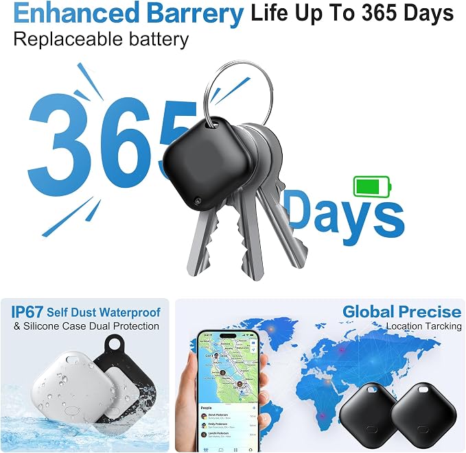 Tracker Tag for Android, Luggage Tracker with Case, Works via Google Find Hub App, Bluetooth Tracker Item Finder for Key, Backpack, Travel and Commute (2 Black 2 White, 4 Pack) (4 White) - Image 5