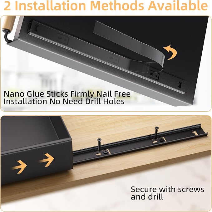 Pull Out Cabinet Organizer, 15.3'' Deep Expandable Slide Out Cabinet Organizer Fixed with Adhesive Nano Film, Slide Out Drawers Pull Out Tray for Cabinet in Kitchen, Pantry, Bathroom, Black - Image 7