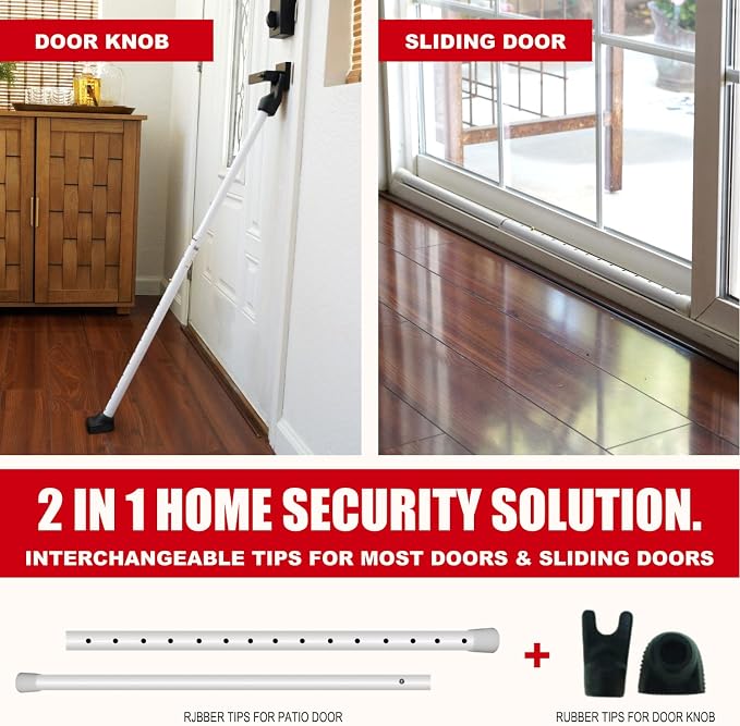 Door Security Bar & Portable Door Lock with Alarm (White) – High-Grade Iron Door Jammer & 130dB Alarm for Home, Apartment, Hotel & Travel Safety – (Black) - Image 5