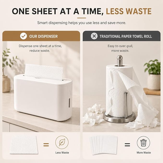 Paper Towel Dispenser Countertop, Multifold Hand Towel Dispenser for Bedroom, Bathroom, Kitchen, Toilet - Image 4