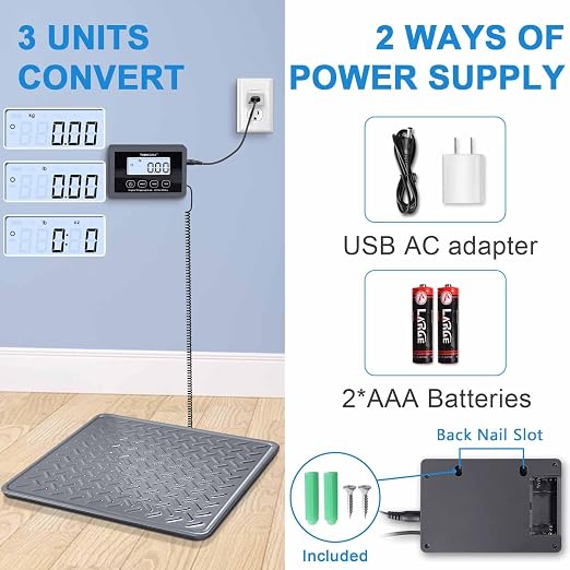 THINKSCALE Shipping Scale, 440 lb x 1 oz Heavy Duty Digital Postal Scale | Alloy Steel Platform with Hold, Tare & Backlit LCD, Package & Luggage Scale, Battery & AC Adapter Included - Image 6