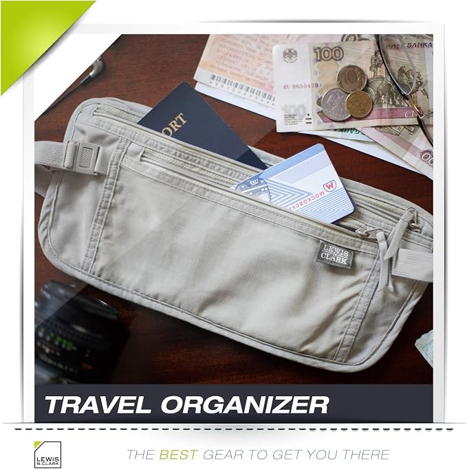 Lewis N. Clark Travel Money Belt Pouch, Slim RFID Blocking Anti Theft Waist Stash Pouches for Cash, Cards and Passport Holder - Image 6