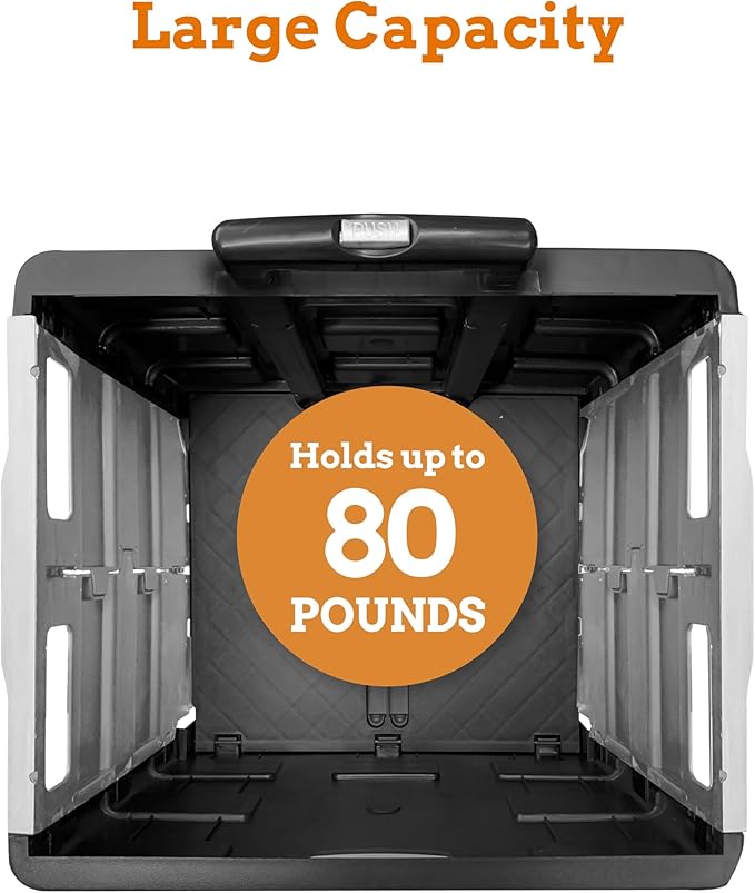 Inspired Living Ultra-Slim Rolling Collapsible Storage Pack-N-Roll Utility-carts, with Telescopic Handle, for Home, Garden, Shopping, Office, School use, Large, Grey & Black - Image 3