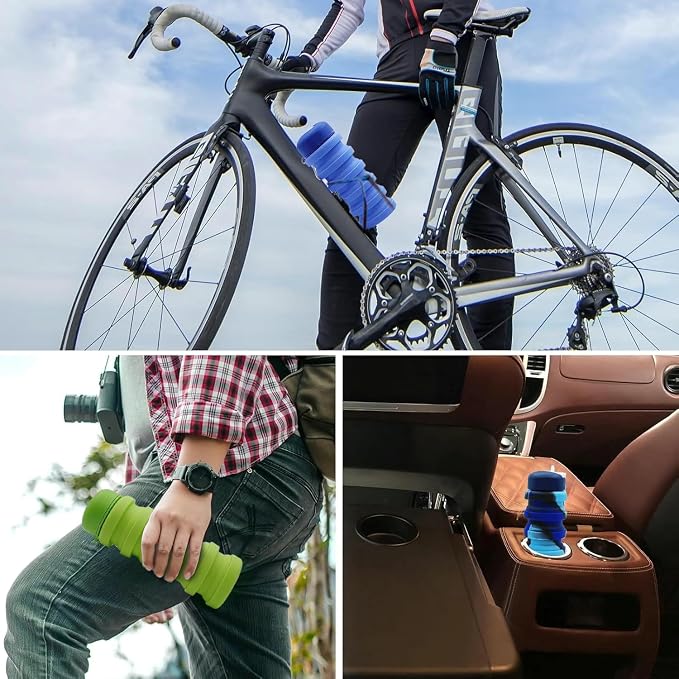 Collapsible Water Bottles 2 Pack 500ml (Black+Blue) | Travel Portable Sport Water Bottle, Silicone Foldable Water Bottles for Gym Camping Outdoor Hiking. - Image 7