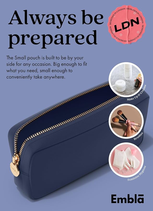 Embla Makeup Bag Travel Cosmetics Pouch and Toiletry Bag, Nylon Zipper Pouch Purse, Cute Make Up Organizer Storage Tote for Women Girls, Travel Skincare Case, Small Makeup Bags, Sapphire - Image 4