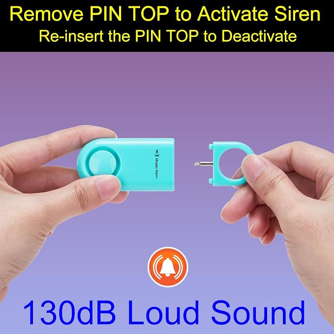 2 Pack Personal Safety Alarm Replaceable Battery | Ultra-Lightweight (0.8 oz) Keychain Siren for Women, Student, Children, Night Runner. SOS Emergency 130db Loud Hiking Alert Bulky-Free. Aqua - Image 9
