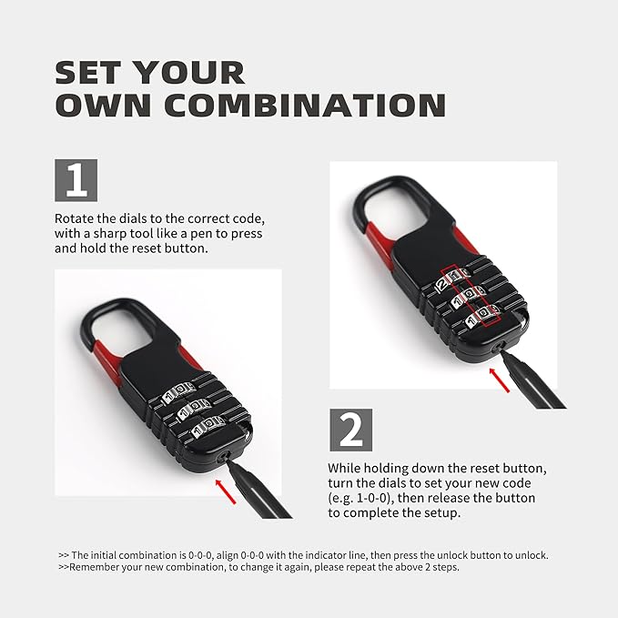 Small Cable Locks with Combination, Travel Combo Lock with Retractable Cable for Ski Gear, Snowboard, Luggage, Suitcases, Backpack, Bike, Bicycle, Scooter, Motorcycle Helmet Anti Theft - Image 5
